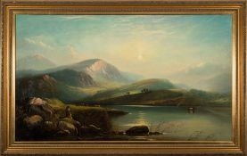 English School 19th Century - An extensive upland lake scene,
