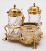 A Victorian silver-gilt cruet stand, maker Henry Wilkinson & Co, Sheffield,