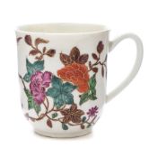 A First Period Worcester coffee cup: with grooved loop handle,