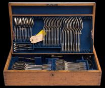 A matched silver fiddle thread and shell pattern flatware service,