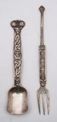 An Iona silver spoon and fork, maker Alexander Ritchie,