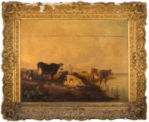 Circle of Thomas Sidney Cooper [19th century] - Cattle in water meadows;