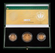 A '2002' three coin sovereign set: to include half sovereign,