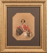 James Warren Childe [1780 - 1862]- Portrait of a Infantry Major [ADC] seated:- signed bottom