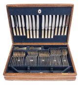 A George VI silver Hanoverian pattern part flatware service, maker Mappin & Webb, Sheffield,