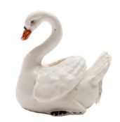 A Derby swan: naturalistically modelled, with eyes, beak and feet heightened in iron red and black,