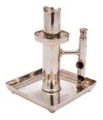 A silver plated table lighter in the manner of Christopher Dresser, maker Hukin & Heath: initialled,