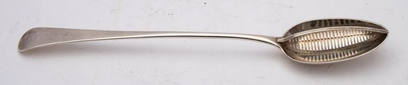 A George III silver Old English pattern straining spoon, maker Charles Hougham, London, 1791: 30cm.