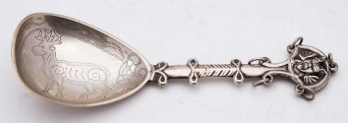 A Norwegian Norse revival silver spoon, maker Henrik Moller,