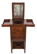 A George III mahogany square enclosed washstand:,