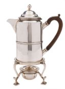 A late Victorian silver coffee pot, stand and burner, maker John & Frank Pairpoint, London,