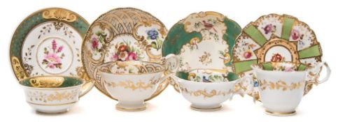 A group of four H.&R.Daniel tea cups and saucers: pattern nos.