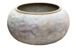 A large copper still: of squat circular form, 123cm. diameter.