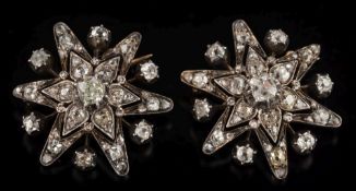 A pair of late 19th century diamond mounted,