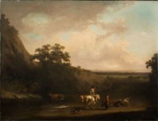 Joshua Shaw [1776-1861]- An extensive Arcadian landscape, figures,