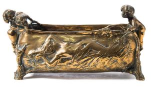 After Charles Korschann (1872-1943) a brass planter: of rectangular outline,
