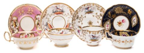 A group of four H.&R.Daniel tea cups and saucers: pattern nos.3913.