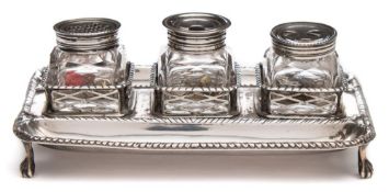 A George III silver desk inkstand, maker Charles Aldridge & Henry Green, London,