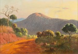 Jack Pohl [1878-1944, South African]- Sunlight and shadow over an upland landscape,