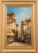 William Wyld [1806 - 1889]- A busy Italian street market:- signed and dated bottom right oil on