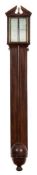 John Rittson, a Georgian walnut stick barometer: the silvered plates signed The Great Barometer,