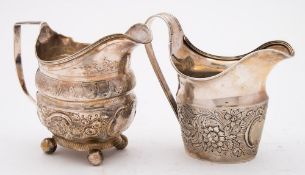 A George III silver cream jug, maker's mark worn, London,