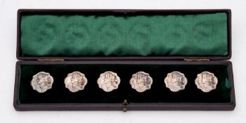 A set of six Edward VII silver buttons, maker Joseph Gloster, Birmingham,