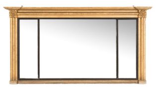 A 19th Century later gilt decorated landscape overmantel mirror in the Regency taste:,