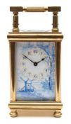 A French Victorian porcelain panelled Boite Jonc carriage clock: the eight-day duration timepiece