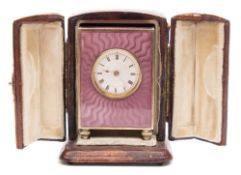 An Edwardian enamel and silver-gilt boudoir clock: the eight-day duration timepiece movement having