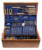 An extensive silver plated Old English pattern flatware service: includes table knives,