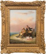 Attributed to Nicholas Condy [1793-1857]- Fisherfolk:- a pair, oils on board each 24.5 x 19.5 cm.