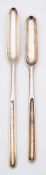 A George II silver marrow scoop, maker James Wilks, London, 1753: crested, 22cm.
