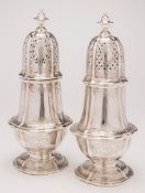 A pair of Elizabeth II silver sugar casters, marked LAO, London, 2017: in the George II style,