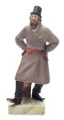 A Gardner (Moscow) biscuit porcelain figure: of a dancing bearded peasant,