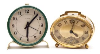 A Jaeger-LeCoultre boudoir clock: the eight-day duration timepiece movement with alarm,