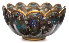 A Japanese cloisonne bowl: of fluted form,