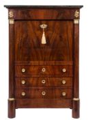 A 19th Century French mahogany and brass mounted Secretaire a Abbatant:,