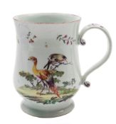 A Derby baluster mug: painted on one side with 'dishevelled' birds in a landscape,