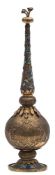 A Chinese Export gilt-metal filigree and enamel rose water sprinkler and stopper: applied and
