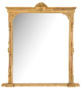 A Victorian giltwood and gesso overmantel mirror:,