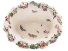 A Chelsea oval basket: the exterior moulded with basket weave,