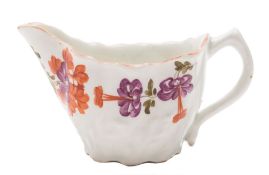A Lowestoft cream boat: of 'Low Chelsea Ewer' form,