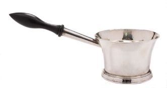 A George II silver brandy saucepan, maker George Jones, London, 1742: of cylindrical flared form,