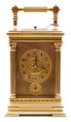 A late-Victorian French Anglaise carriage clock: the eight-day duration movement having a silvered
