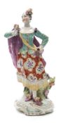 A Derby porcelain figure of a 'Ranelagh Dancer': the lady holding a posy in her right hand and