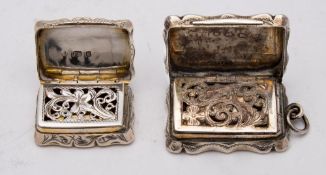 A Victorian silver vinaigrette, maker Frederick Marson, Birmingham, 1871: of rectangular outline,