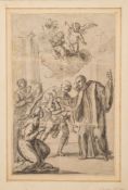 Italian School 18th Century - The Blessing:- pen and ink drawing 24.5 x 16cm.
