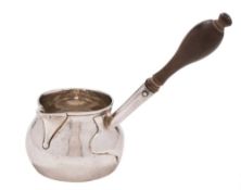 A George II silver brandy saucepan, maker Thomas Parr II, London, 1737: of squat bulbous form,