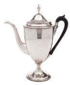 A George III silver coffee pot, maker Henry Chawner, London, 1787: of plain ovoid tapering form,